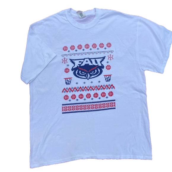 Gildan Other - Florida Atlantic University FAU Owls Basketball Men's Holiday Fair Isle Tee, XL